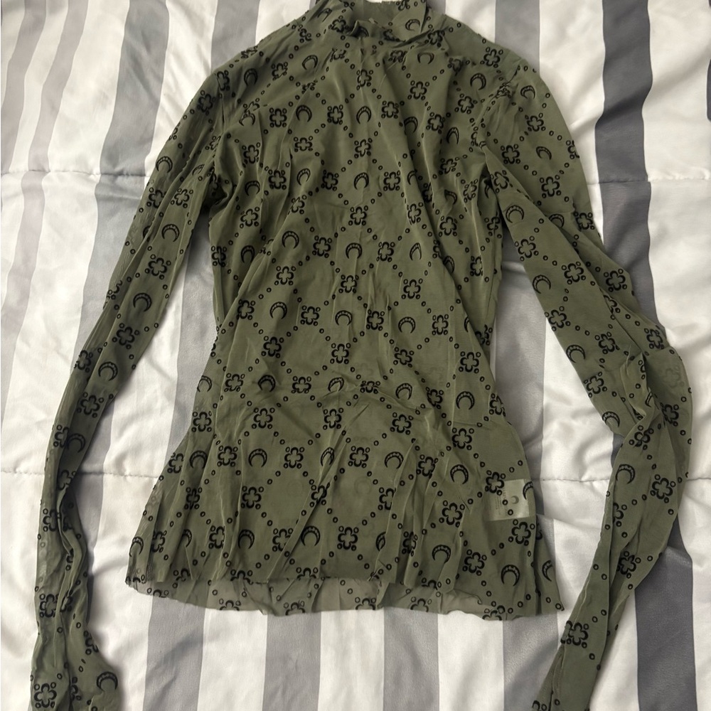 Olive Green Patterned Women's Top